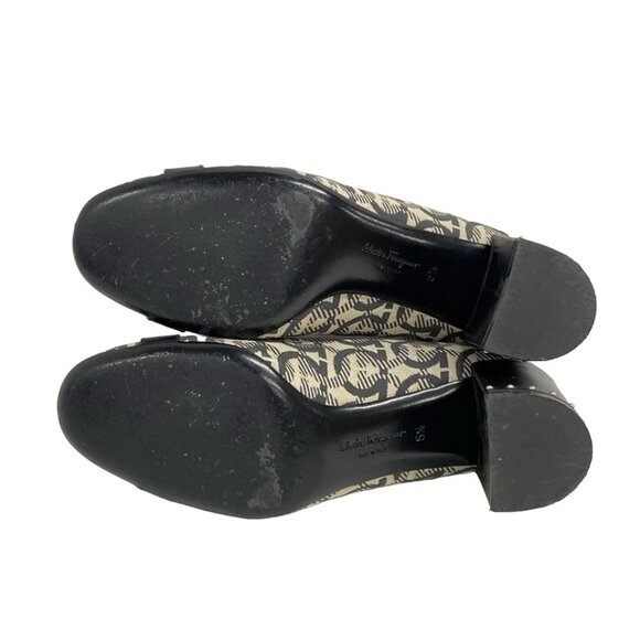 Salvatore Ferragamo -Cream Dark Gray Gold Women's Pumps  150-080925 - Picture 4 of 8